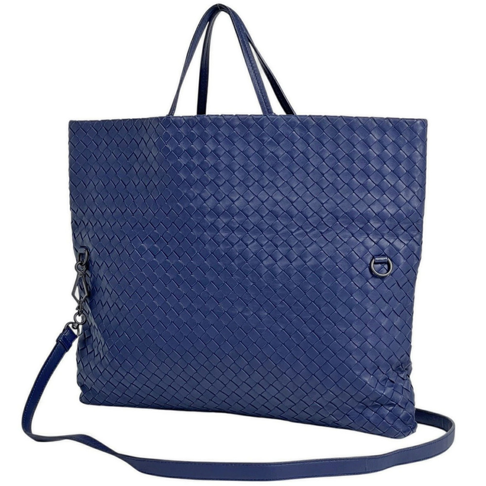 Bottega Veneta Intrecciato 2way Shoulder Bag Leather Blue